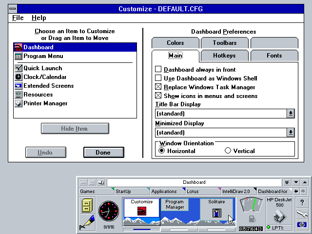 Dashboard for Windows 2.01 - Customize